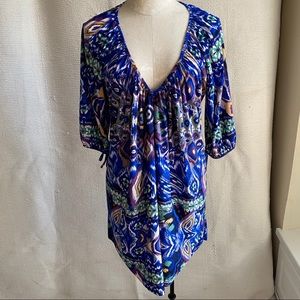 Anthropologie t-bags S Dress NWOT Long Sleeved Ikat Print Short